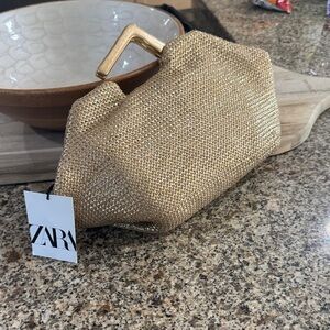 Zara Metallic Gold Clutch